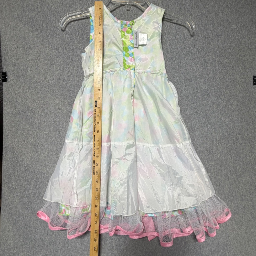 Jona Michelle Girls Floral Party Dress‎ Pink Green Blue Tulle Bow CO8614 Size 5 - Picture 6 of 16
